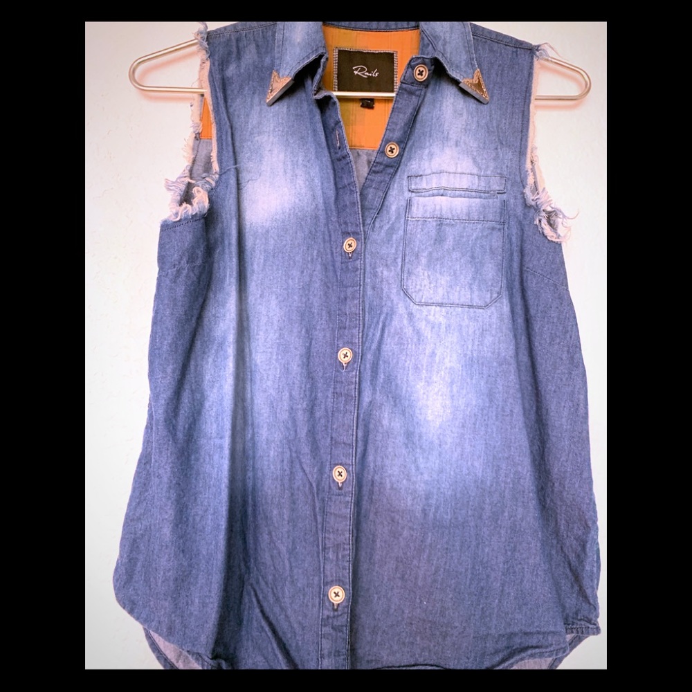 Rails sleeveless western embellished shirt